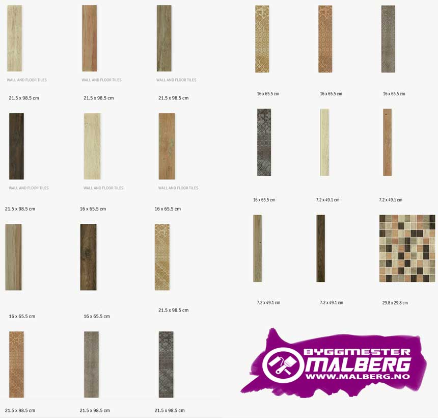 Ny fliser i Bergen - vises som tre på gulvet.