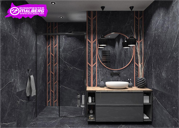 Ny SERIER av mørk og svart fliser i stor str. 180x90 cm og 90x90 cm - bestill i Bergen.